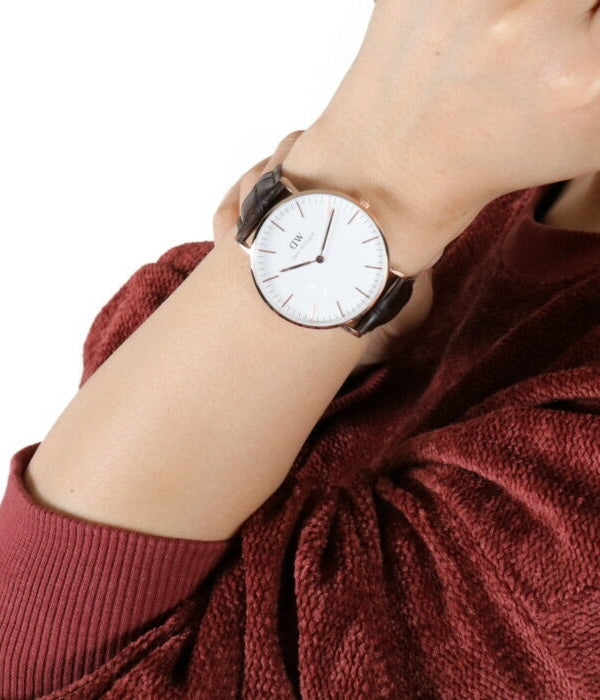  Shop Authentic Daniel Wellington Classic York White Dial Brown Leather Strap Watch For Women - DW00100038 - Luxxuri