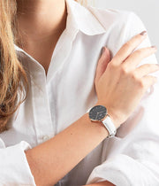  Shop Authentic Daniel Wellington Classic Petite Bondi Black Dial White Leather Strap Watch For Women - DW00100283 - Luxxuri