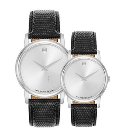  Shop Authentic Movado Museum Silver Dial Black Leather Strap Watch For Women - 2100003 - Luxxuri