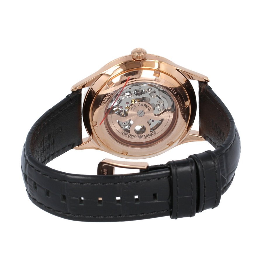  Shop Authentic Emporio Armani Meccanico White Skeleton Dial Black Leather Strap Watch For Men - AR1924 - Luxxuri