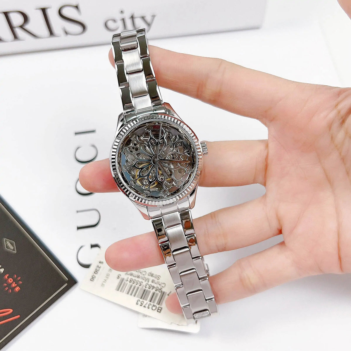  Shop Authentic Fossil Rye Automatic Skeleton Silver Dial Silver Steel Strap Watch for Women - BQ3753 - Luxxuri