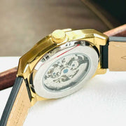  Shop Authentic Fossil Everett Automatic Skeleton Black Dial Black Leather Strap Watch for Men - ME3208 - Luxxuri