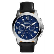  Shop Authentic Fossil Grant Chronograph Blue Dial Black Leather Strap Watch for Men - FS4990 - Luxxuri