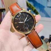  Shop Authentic Fossil Townsman Chronograph Black Dial Brown Leather Strap Watch for Men - FS5338 - Luxxuri