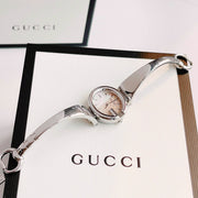  Shop Authentic Gucci Guccissima Quartz Silver Dial Silver Steel Strap Watch For Women - YA134511 - Luxxuri