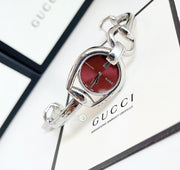  Shop Authentic Gucci Horsebit Quartz Red Dial Silver Steel Strap Watch For Women - YA139502 - Luxxuri
