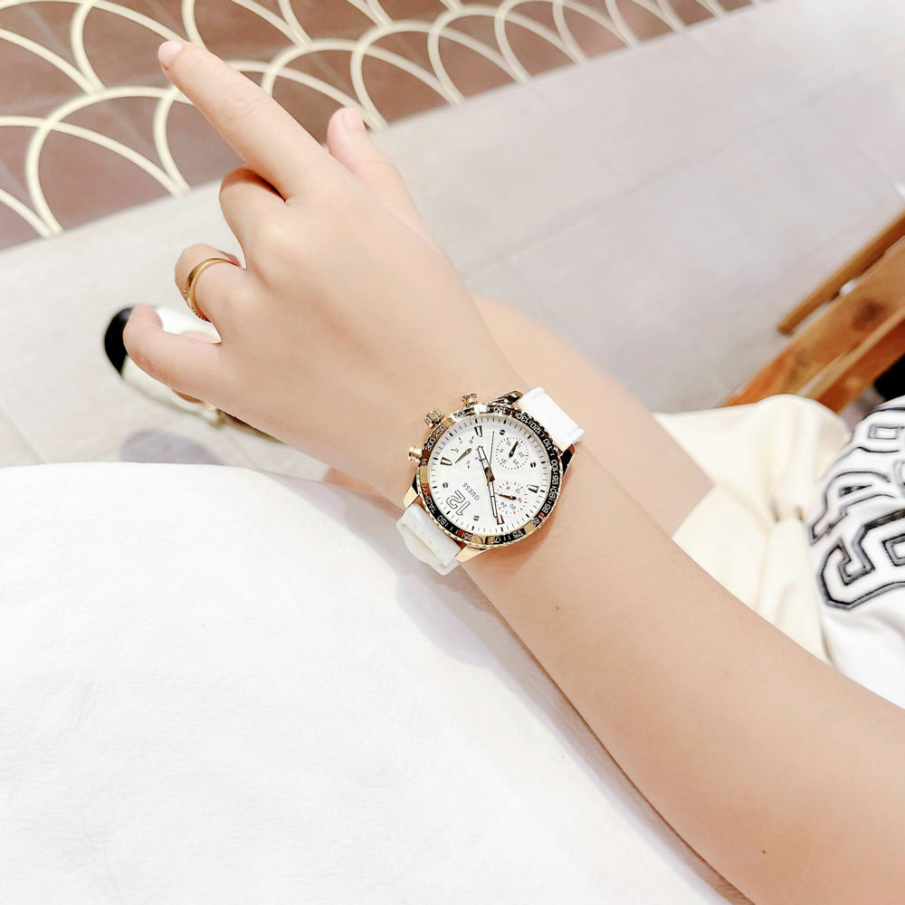  Shop Authentic Guess Marina Multifunction White Dial White Rubber Strap Watch for Women - W1025L5 - Luxxuri