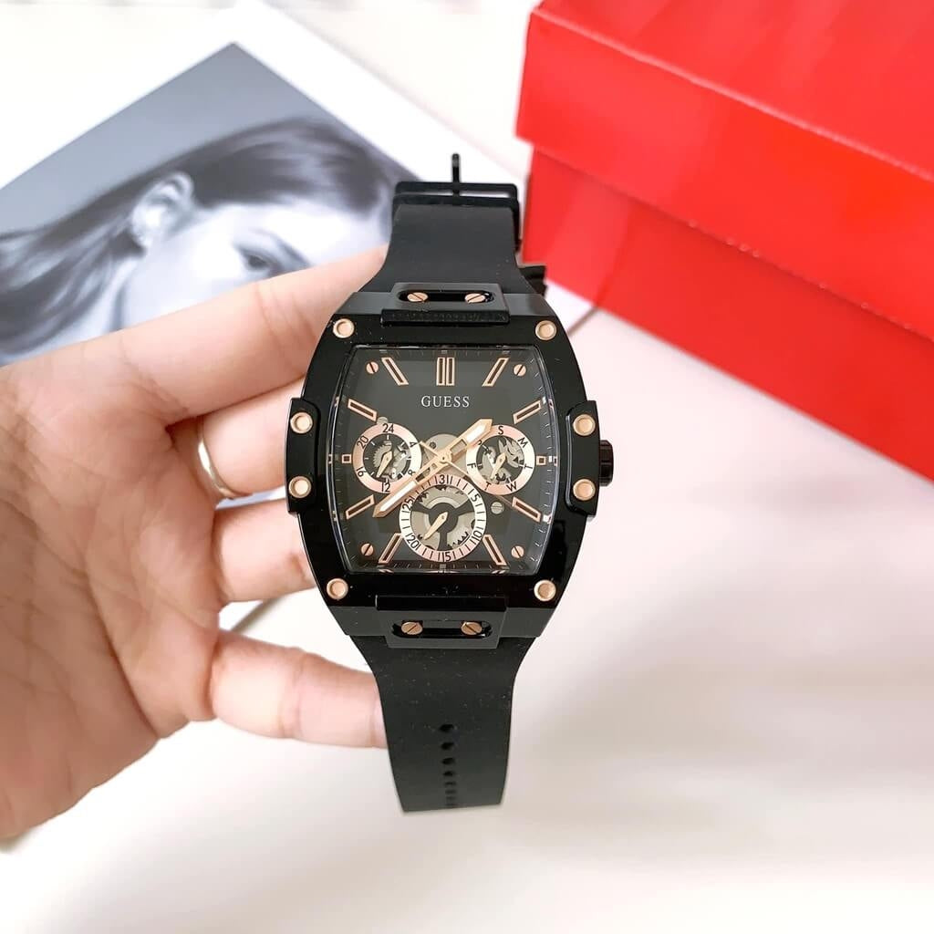  Shop Authentic Guess Phoenix Multifunction Black Dial Black Silicone Strap Watch For Men - GW0203G8 - Luxxuri
