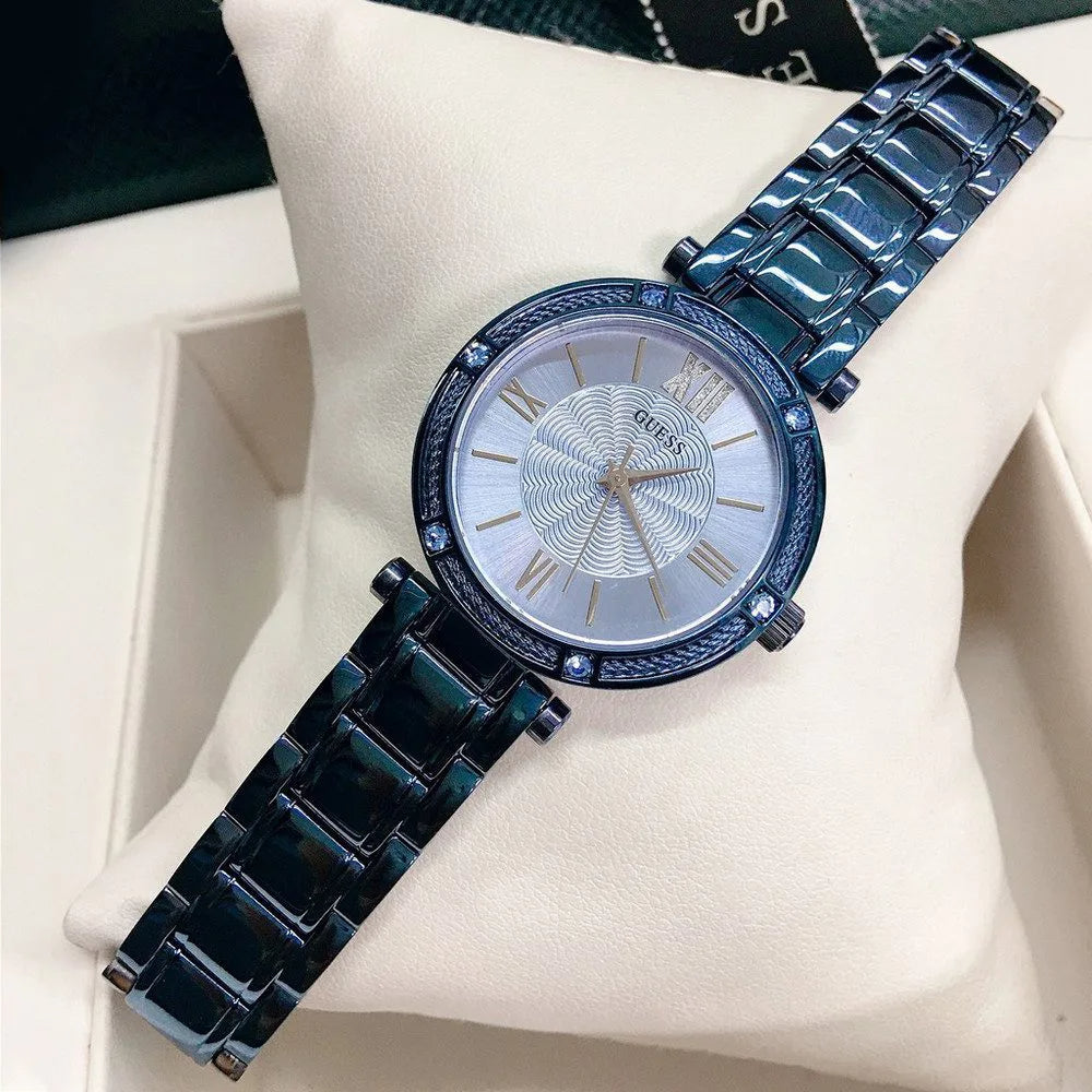  Shop Authentic Guess Park Ave Analog Quartz Blue Dial Blue Steel Strap Watch For Women - W0767L4 - Luxxuri