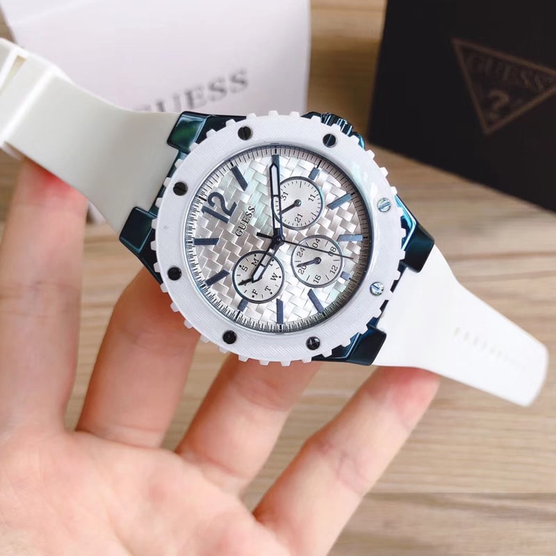  Shop Authentic Guess Overdrive Chronograph White Dial White Rubber Strap Watch for Women - W0149L6 - Luxxuri