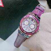  Shop Authentic Guess Limelight Quartz Silver Dial Purple Leather Strap Watch For Women - W0775L6 - Luxxuri