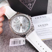  Shop Authentic Guess Starlight Multifunction Diamonds White Dial White Rubber Strap Watch for Women - W0846L8 - Luxxuri