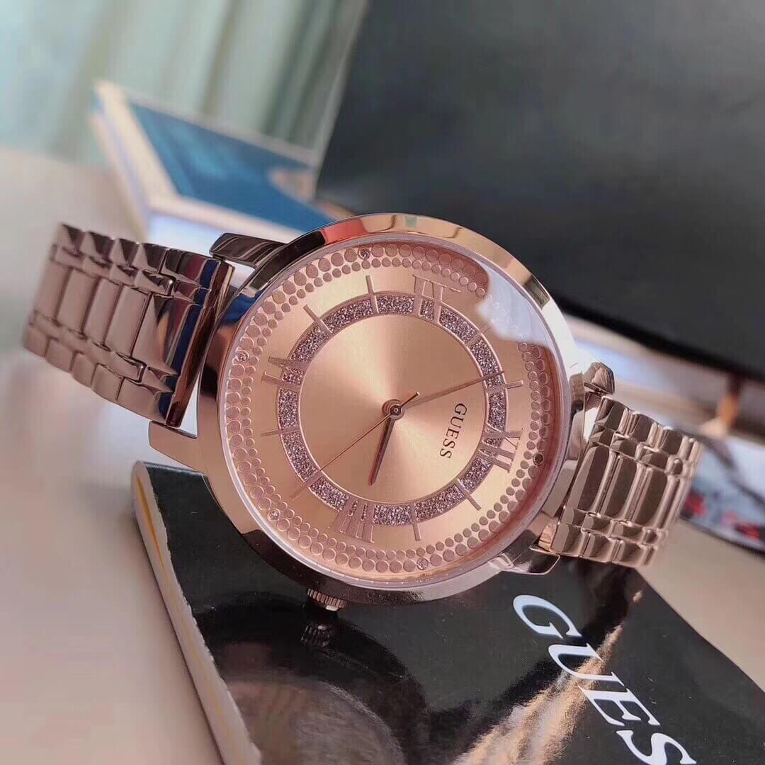  Shop Authentic Guess Montauk Rose Gold Dial Rose Gold Steel Strap Watch For Women - W0933L3 - Luxxuri