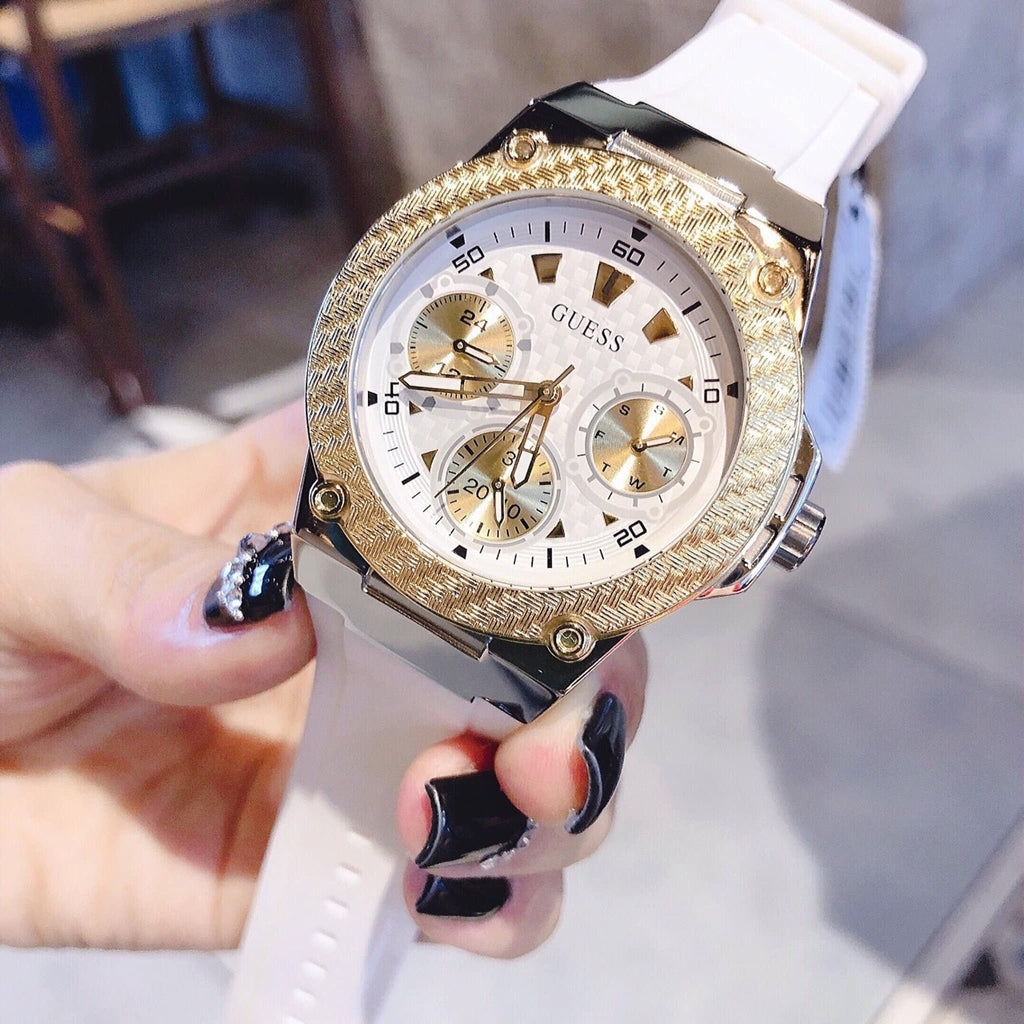  Shop Authentic Guess Zena Analog White Dial White Rubber Strap Watch For Women - W1094L1 - Luxxuri