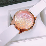  Shop Authentic Guess Crush Crystals Gold Dial White Rubber Strap Watch for Women - W1223L3 - Luxxuri