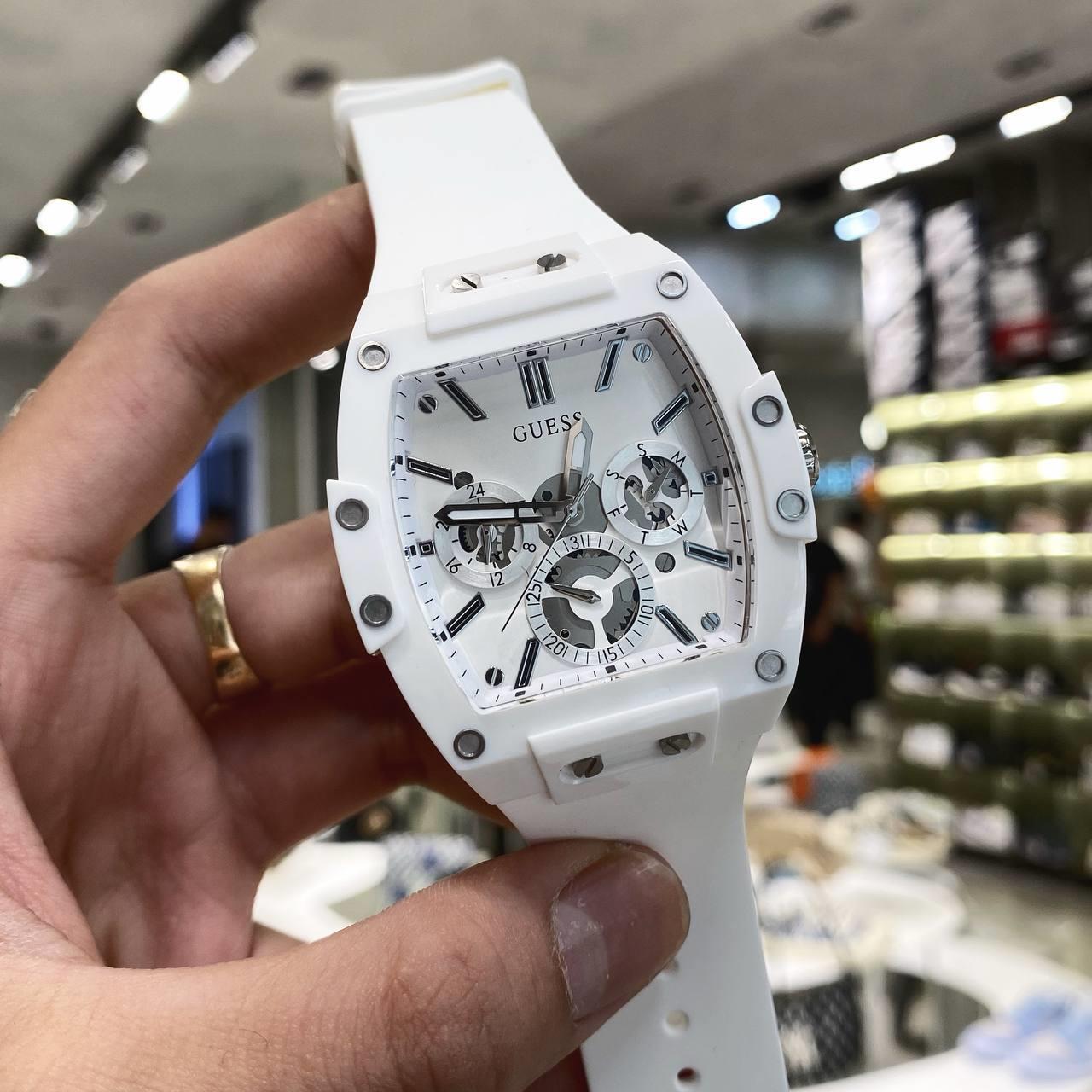  Shop Authentic Guess Phoenix Multifunction White Dial White Rubber Strap Watch for Men - GW0203G2 - Luxxuri