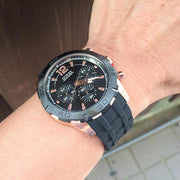  Shop Authentic Guess Caliber Chronograph Black Dial Black Rubber Strap Watch for Men  - W0864G2 - Luxxuri