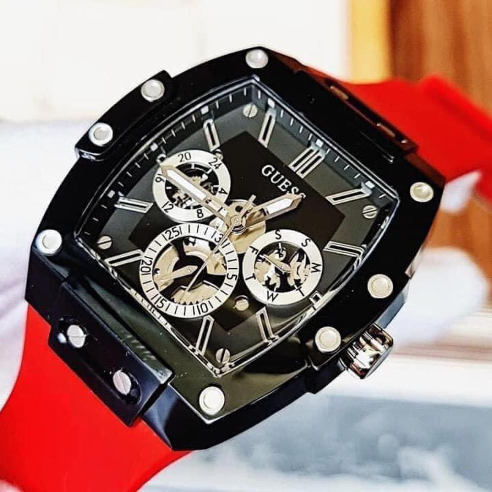  Shop Authentic Guess Phoenix Multifunction Black Dial Red Rubber Strap Watch for Men - GW0203G4 - Luxxuri
