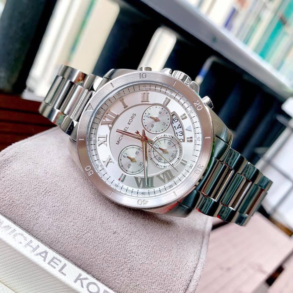  Shop Authentic Michael Kors Brecken Chronograph Silver Dial Silver Steel Strap Watch For Women - MK8562 - Luxxuri
