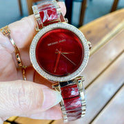  Shop Authentic Michael Kors Parker Mother of Pearl Red Dial Two Tone Steel Strap Watch for Women - MK6427 - Luxxuri