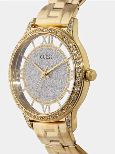  Shop Authentic Guess Analog Diamonds Silver Dial Gold Steel Strap Watch For Women - W1013l2 - Luxxuri