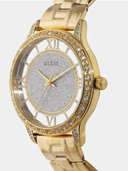  Shop Authentic Guess Analog Diamonds Silver Dial Gold Steel Strap Watch For Women - W1013l2 - Luxxuri