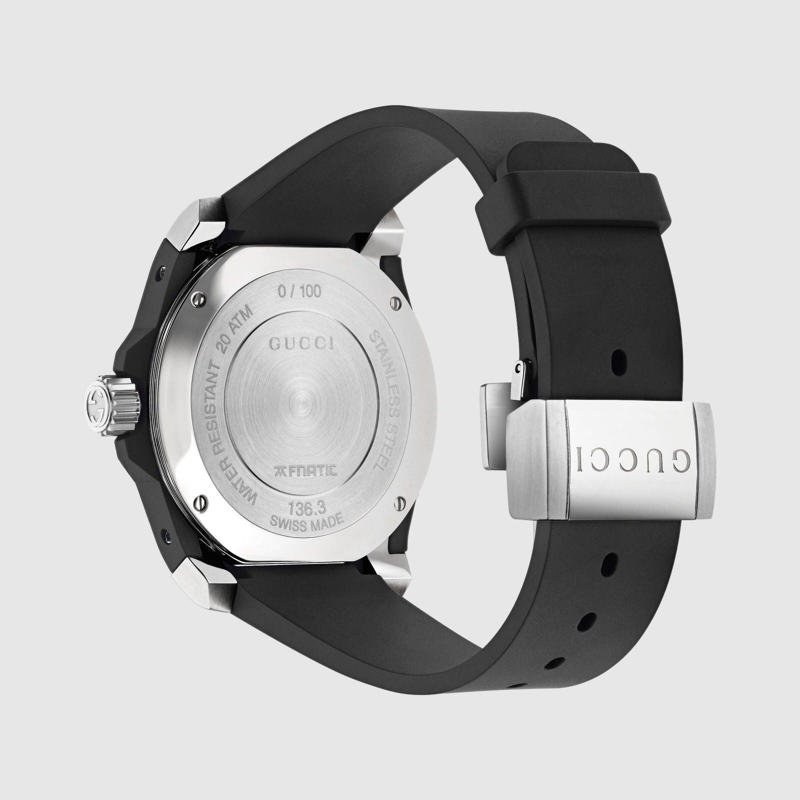  Shop Authentic Gucci Dive Limited Edition Black Dial Black Rubber Strap Unisex Watch - YA136333 - Luxxuri