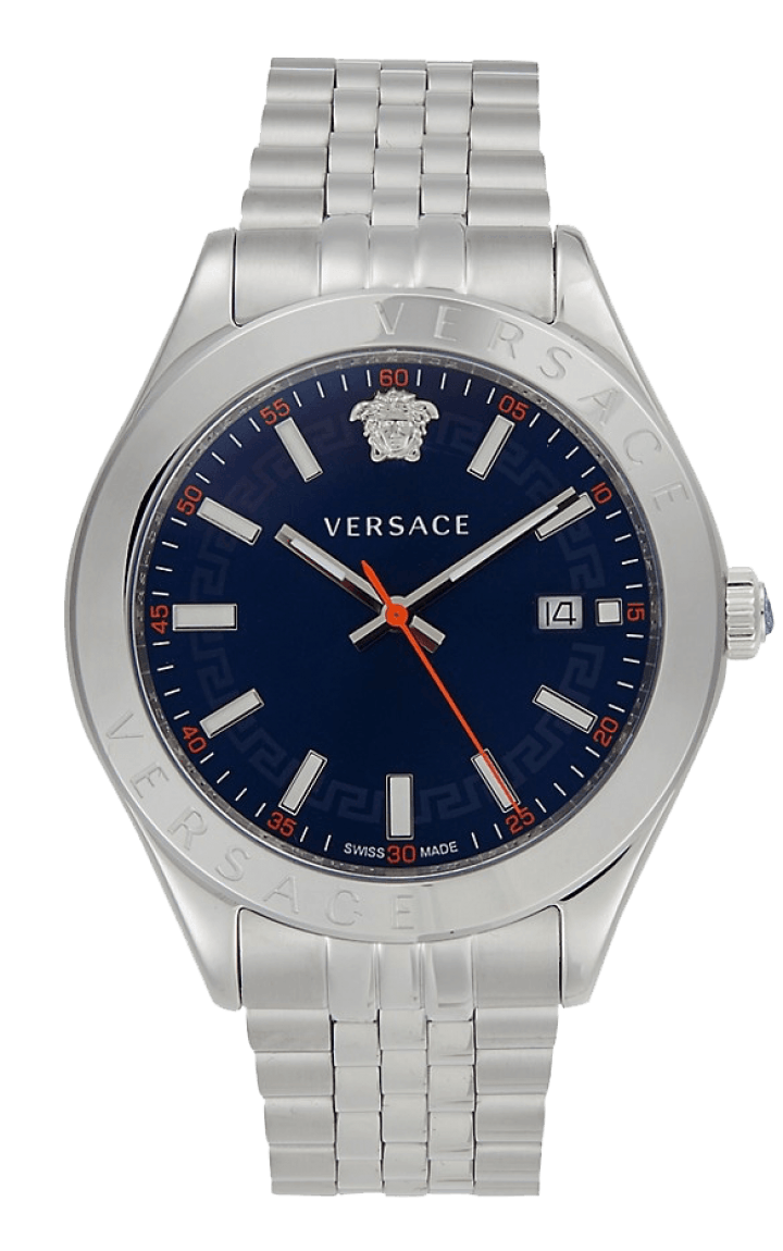  Shop Authentic Versace Hellenyium Quartz Blue Dial Silver Steel Strap Watch for Men - VEVK00921 - Luxxuri