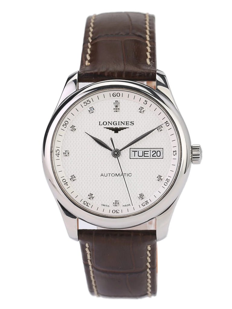  Shop Authentic Longines Master Collection Automatic 38.5mm Silver Diamond Dial Brown Leather Strap Watch for Men - L2.755.4.77.3 - Luxxuri