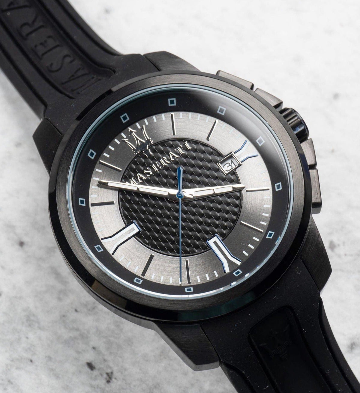  Shop Authentic Maserati SFIDA Black Dial Black Rubber Strap Watch For Men - R8851123004 - Luxxuri