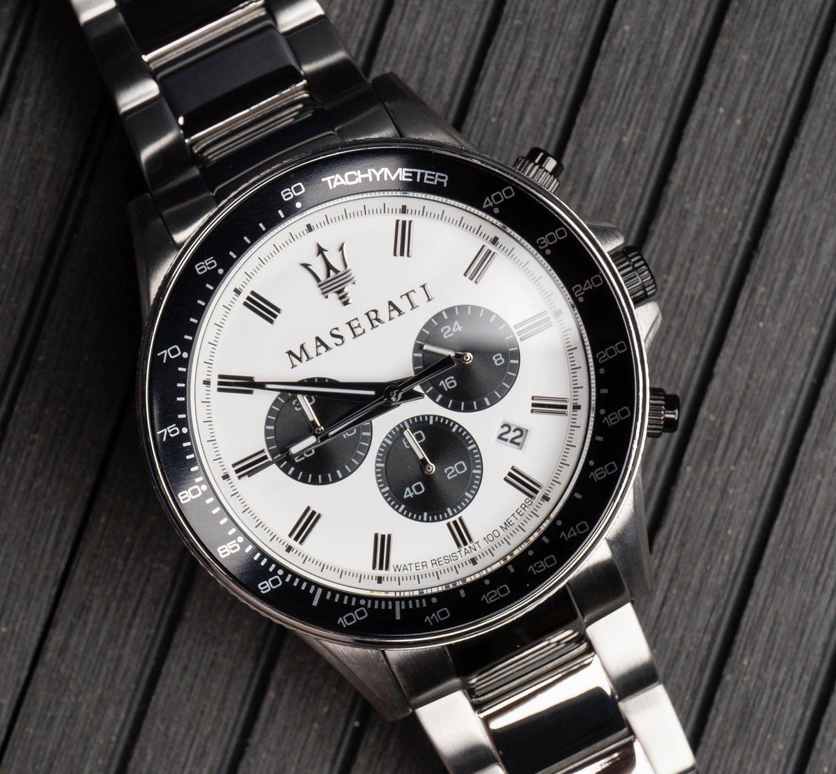  Shop Authentic Maserati SFIDA Chronograph White Dial Silver Steel Strap Watch For Men - R8873640003 - Luxxuri