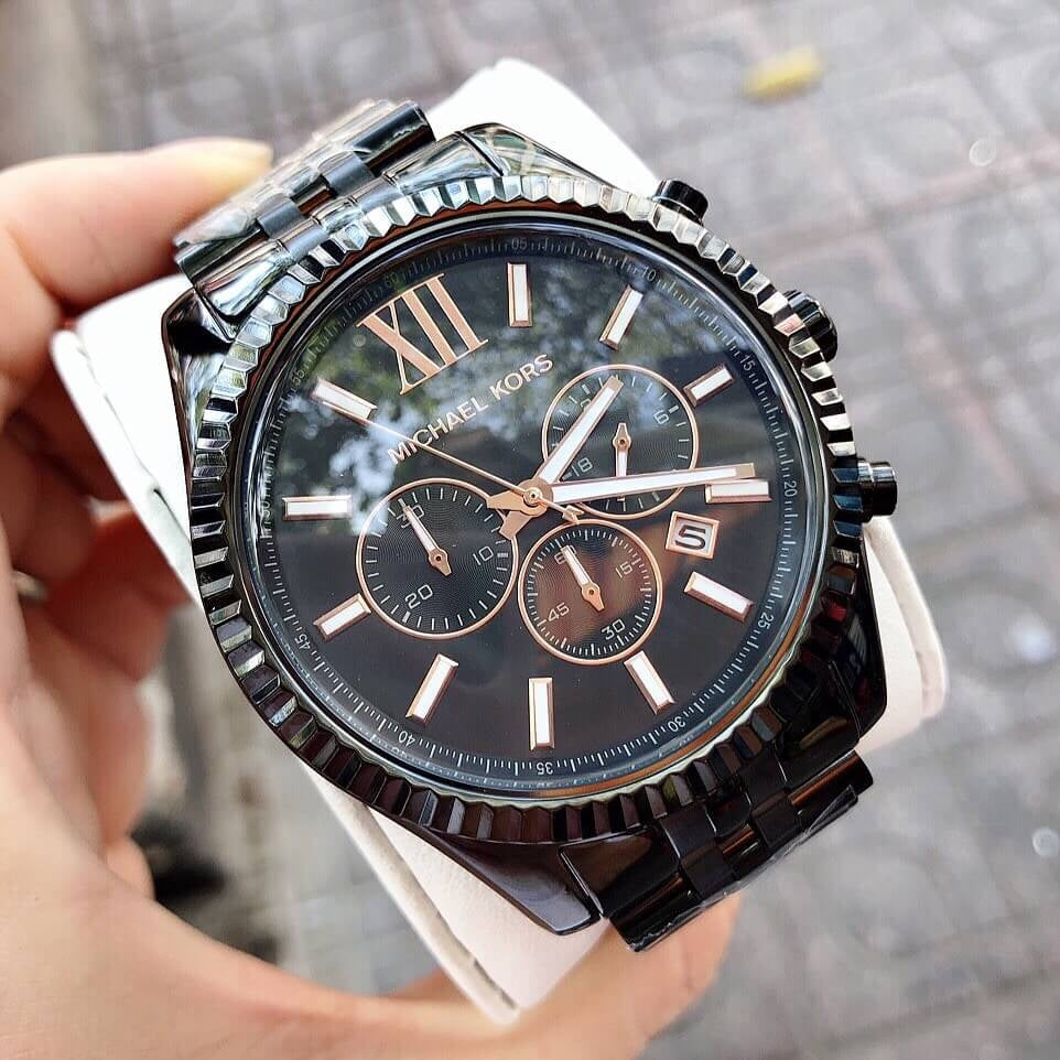  Shop Authentic Michael Kors Lexington Chronograph Black Dial Black Steel Strap Watch For Men - MK8467 - Luxxuri