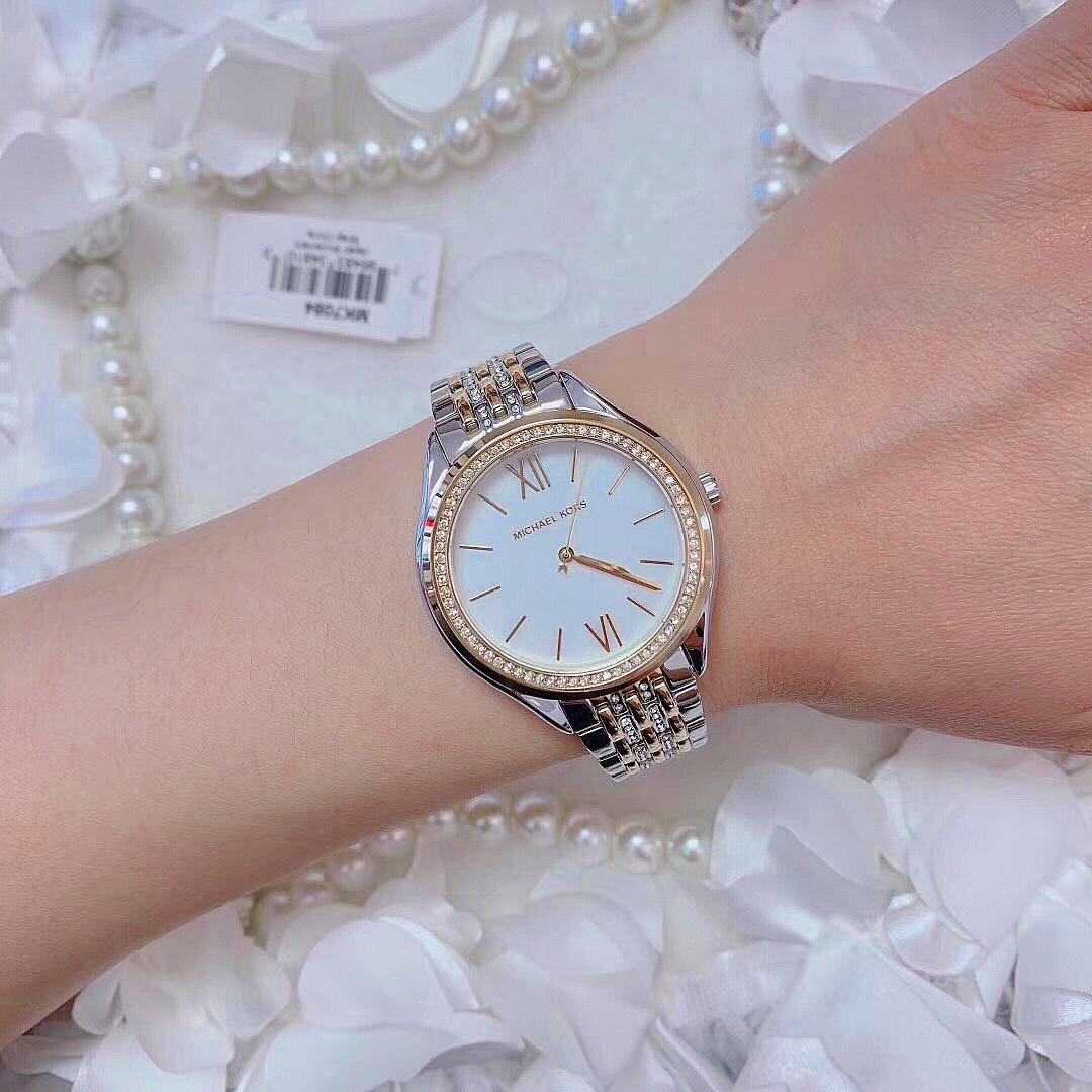  Shop Authentic Michael Kors Mindy Three Hand White Dial Two Tone Steel Strap Watch For Women - MK7084 - Luxxuri