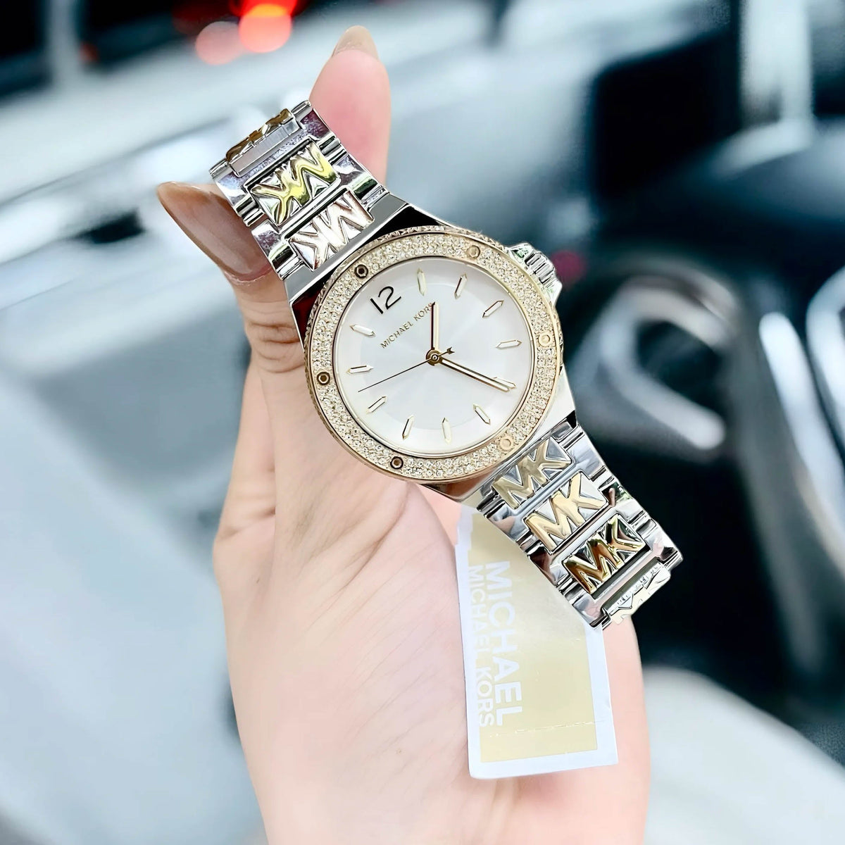  Shop Authentic Michael Kors Lennox Three Hand Silver Dial Two Tone Steel Strap Watch For Women - MK7338 - Luxxuri