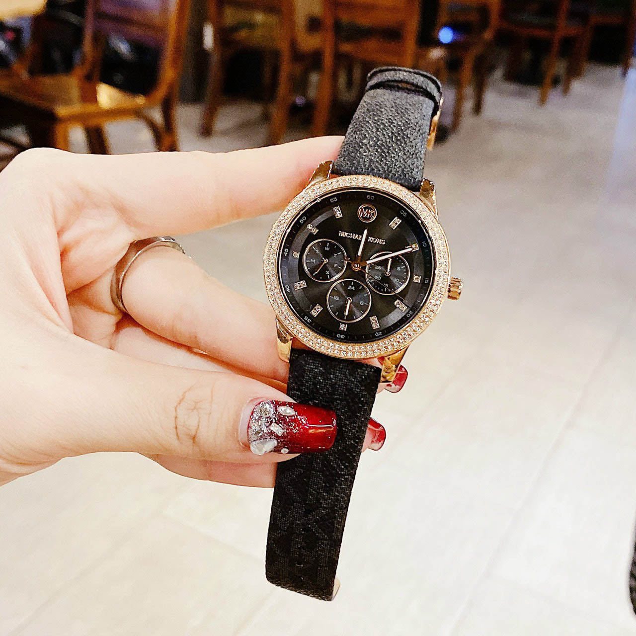  Shop Authentic Michael Kors Tibby Multifunction Black Dial Black Leather Strap Watch For Women - MK6968 - Luxxuri