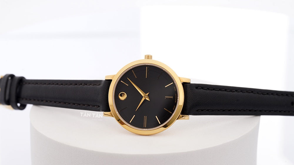  Shop Authentic Movado Ultra Slim Black Dial Black Leather Strap Watch For Women -  0607095 - Luxxuri