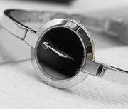  Shop Authentic Movado Bela Black Dial Silver Steel Strap Watch For Women - 0606595 - Luxxuri