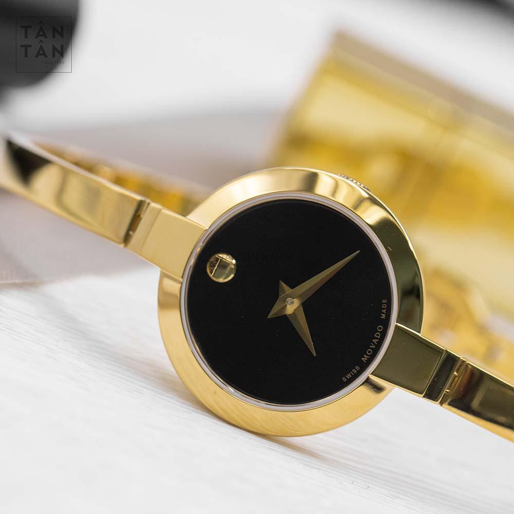 Shop Authentic Movado Bela Black Dial Gold Steel Strap Watch For Women - 0606999 - Luxxuri