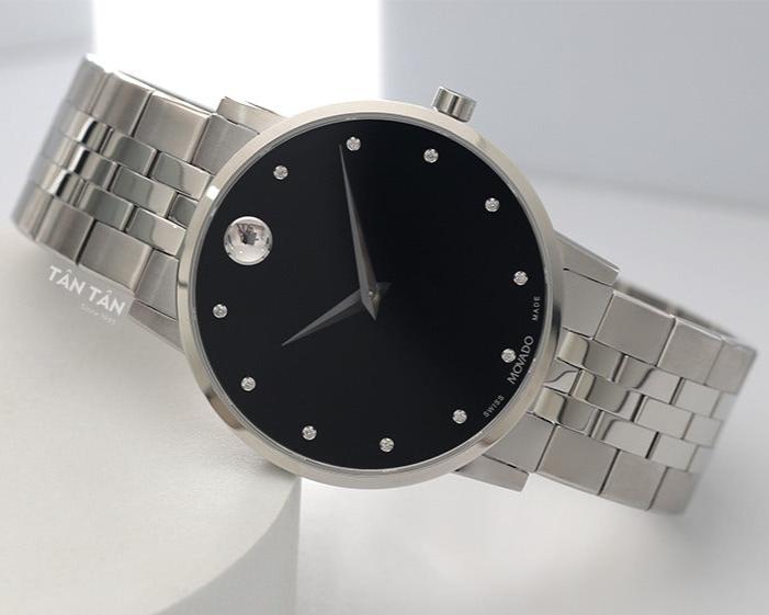  Shop Authentic Movado Museum Classic Diamonds Black Dial Silver Steel Strap Watch for Men - 0607201 - Luxxuri