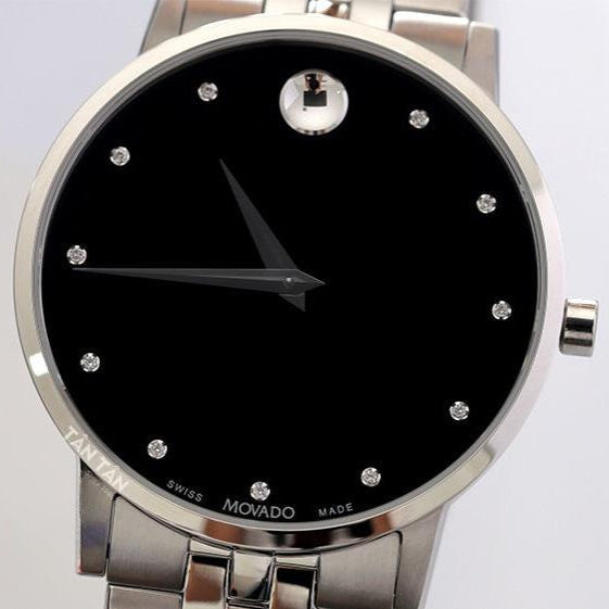  Shop Authentic Movado Museum Classic Diamonds Black Dial Silver Steel Strap Watch for Men - 0607201 - Luxxuri