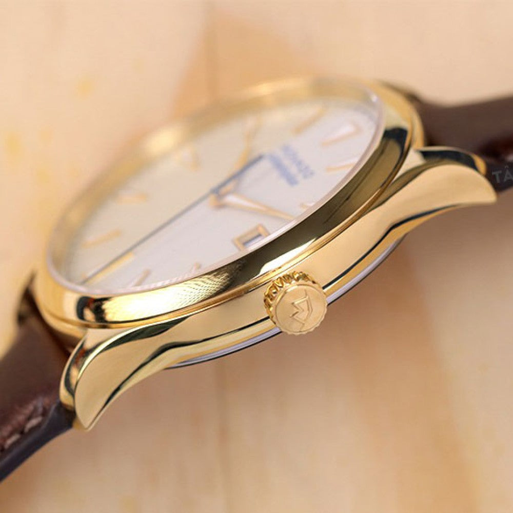  Shop Authentic Movado Heritage Calendoplan Beige Dial Brown Leather Strap Watch for Men - 3650003 - Luxxuri