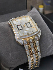  Shop Authentic Bulova Crystal Chronograph White Dial Two Tone Steel Strap Watch for Men - 98C109 - Luxxuri