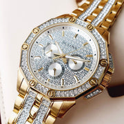  Shop Authentic Bulova Crystal Collection Octova White Dial Gold Steel Strap Watch for Men - 98C126 - Luxxuri