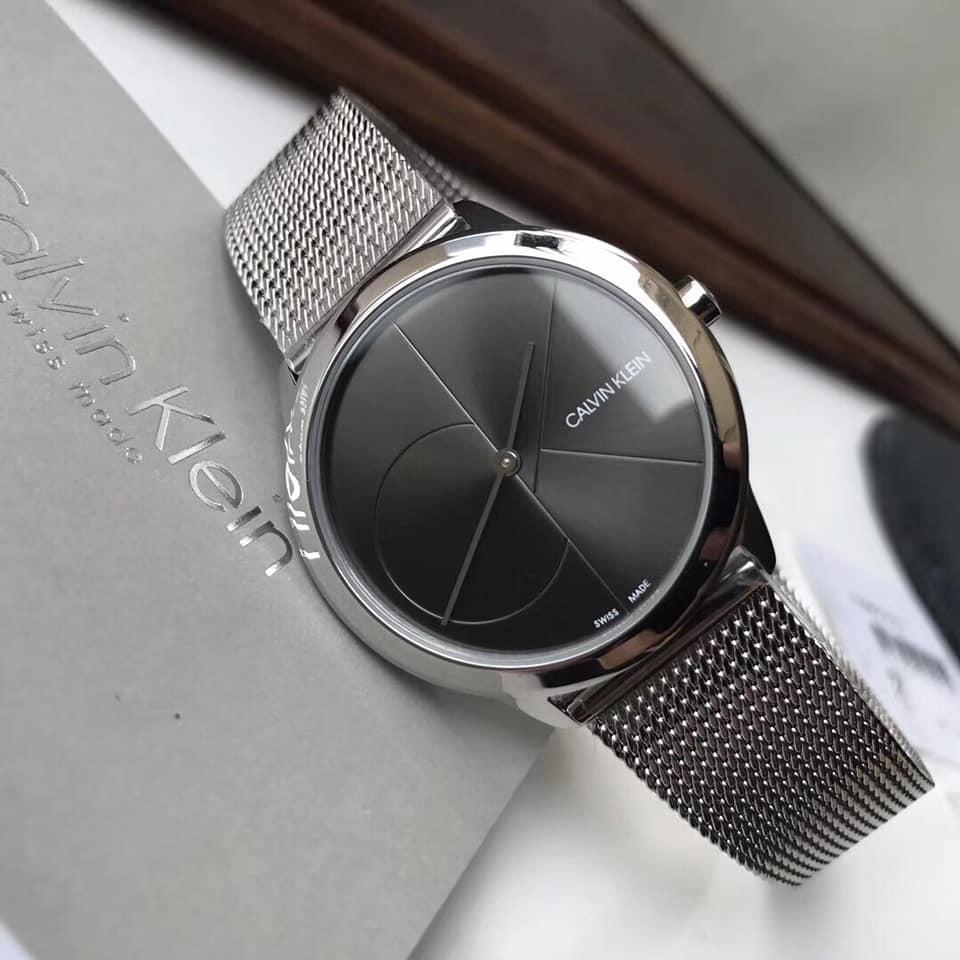  Shop Authentic Calvin Klein Minimal Black Dial Silver Mesh Bracelet Watch for Men - K3M21123 - Luxxuri