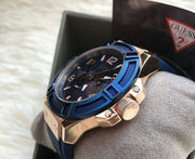  Shop Authentic Guess Rigor Blue Dial Blue Silicone Strap Watch For Men - W0247G3 - Luxxuri