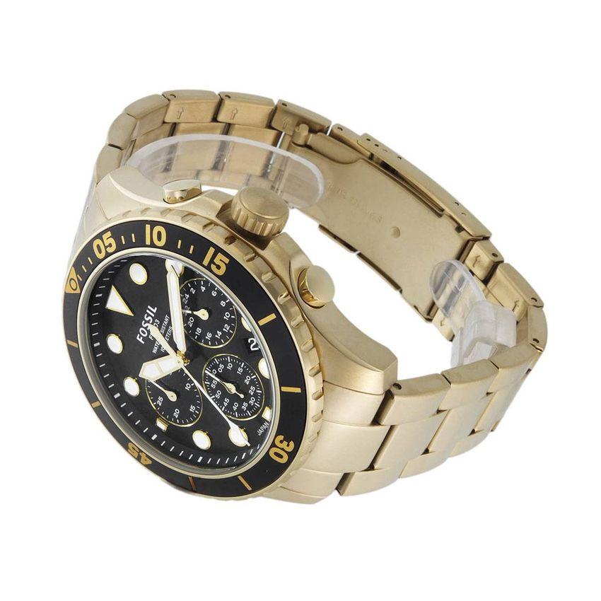  Shop Authentic Fossil FB-03 Chronograph Black Dial Gold Steel Strap Watch for Men - FS5727 - Luxxuri