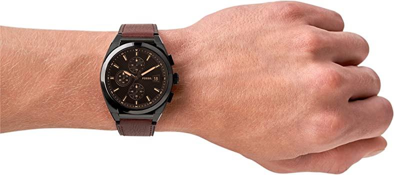  Shop Authentic Fossil Everett Chronograph Black Dial Brown Leather Strap Watch for Men - FS5798 - Luxxuri
