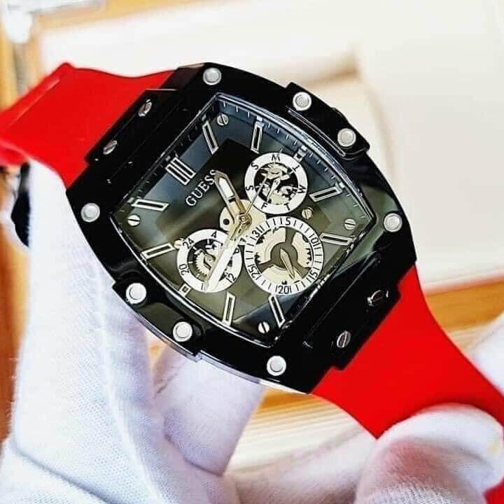  Shop Authentic Guess Phoenix Multifunction Black Dial Red Rubber Strap Watch for Men - GW0203G4 - Luxxuri