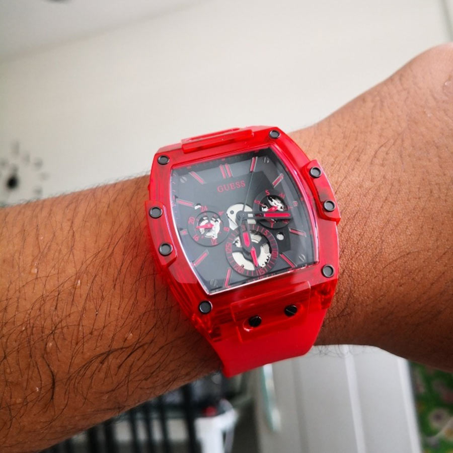  Shop Authentic Guess Phoenix Multifunction Black Dial Red Rubber Strap Watch for Men - GW0203G5 - Luxxuri