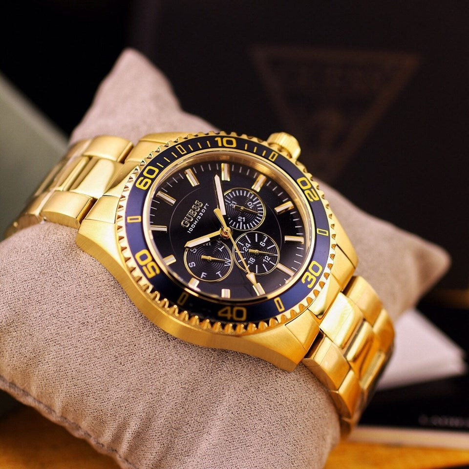  Shop Authentic Guess Chaser Multifunction Blue Dial Gold Steel Strap Watch for Men - W0172G5 - Luxxuri